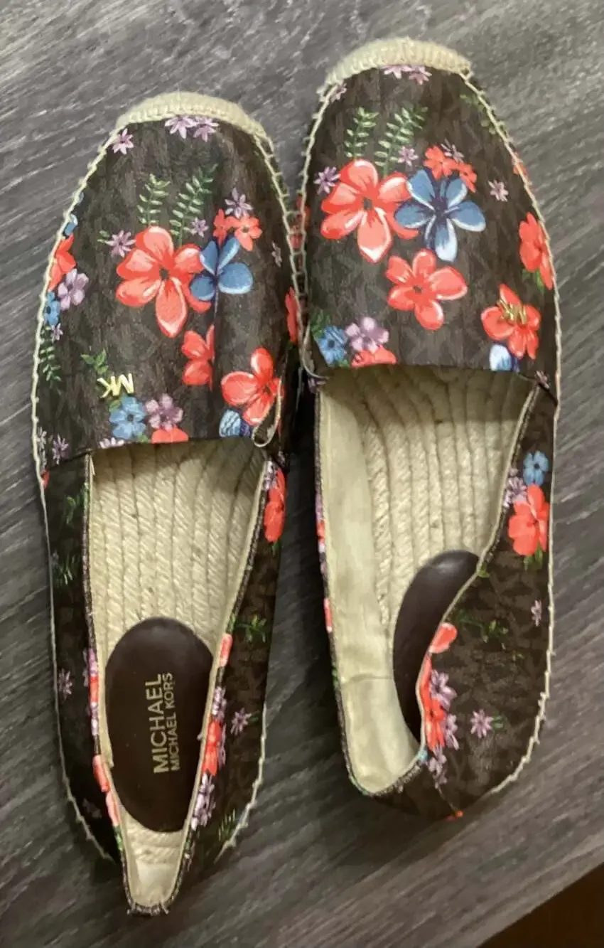 Michael Kors Kendrick Floral Logo Espadrille Flats Size 8.5M